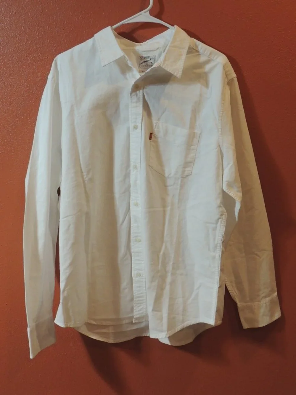 Levi Shirt NEW Men Large White Camping Hiking Long Sleeve Button Down Shirt